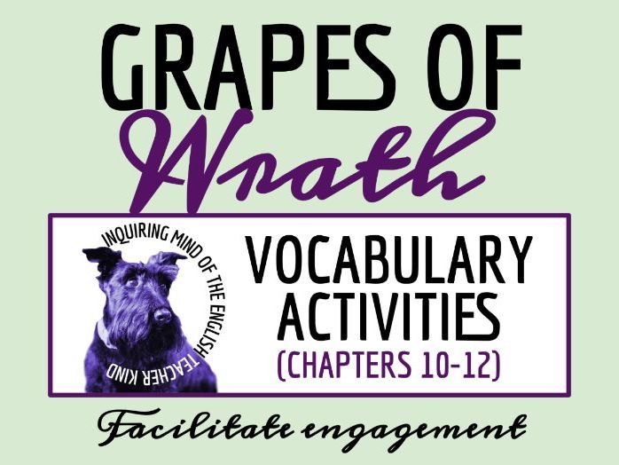 The Grapes of Wrath Chapters 10, 11 & 12 Vocabulary Worksheet, Crossword Puzzle & Word Search