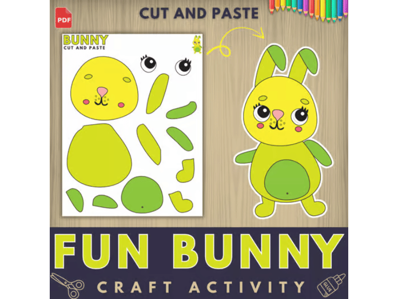 Fun Bunny Craft Activity | Build-a-Bunny | Color, Cut and Paste Animal Craft