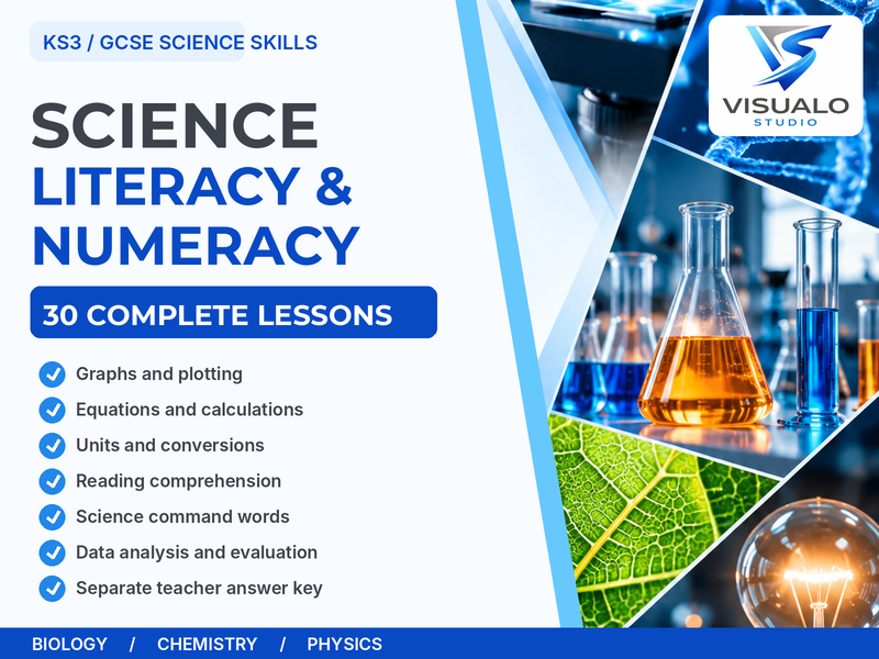 Science Literacy & Numeracy Pack | 30 Complete Science Skills Lessons