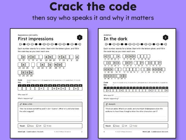 Free Macbeth quotes code puzzles: GCSE English Literature sample