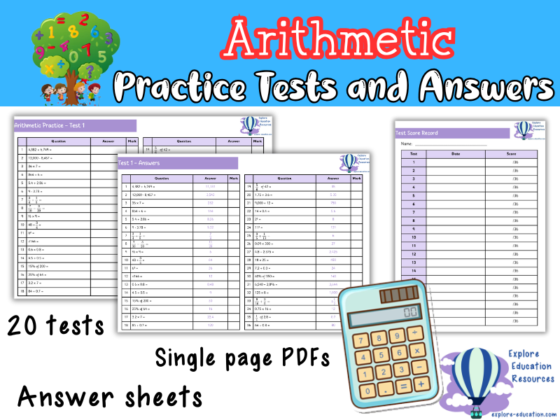 Year 6 Arithmetic One-Page Tests (x20) - KS2 Maths