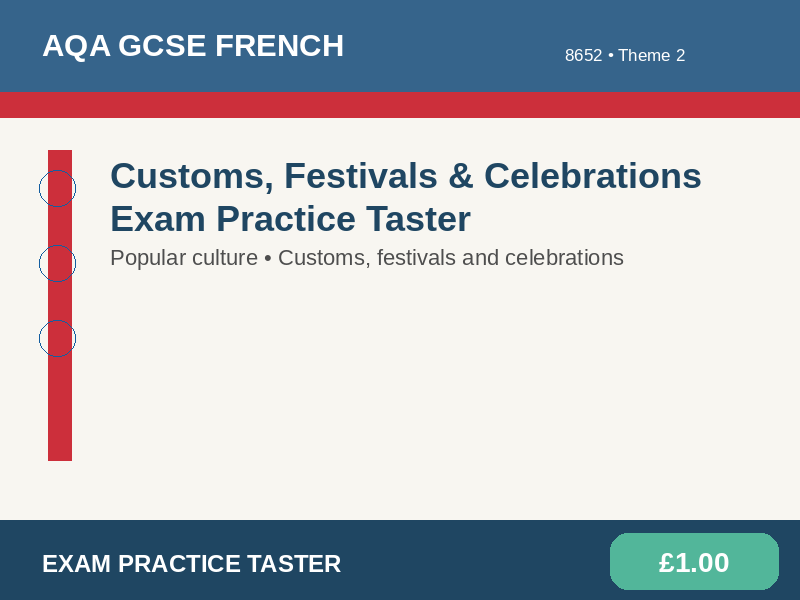 AQA GCSE French 8652 - Customs, Festivals & Celebrations Exam Practice Taster