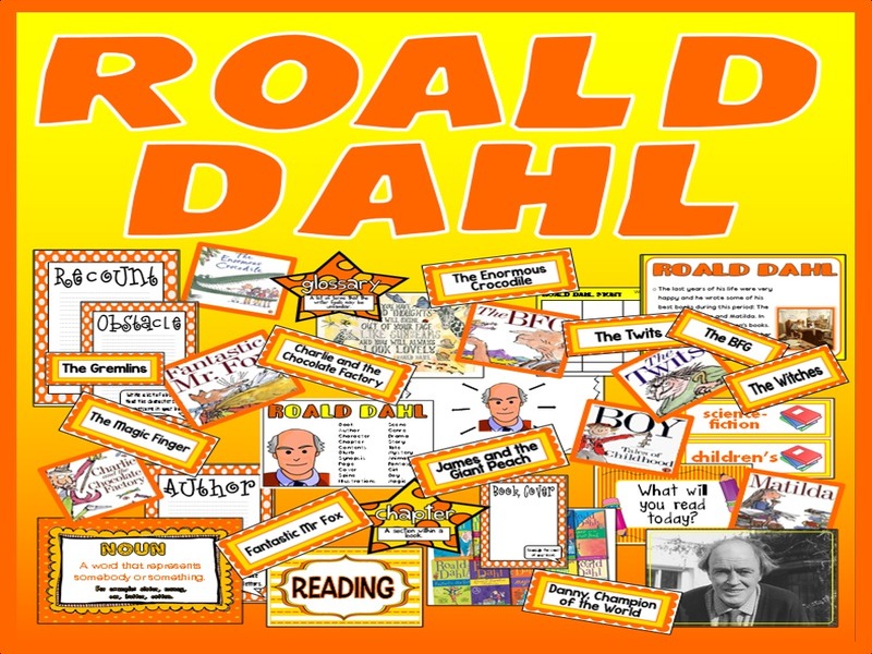 ROALD DAHL - AUTHOR -  TEACHING RESOURCES LITERACY ENGLISH DISPLAY READING KEY STAGE 1 and  2