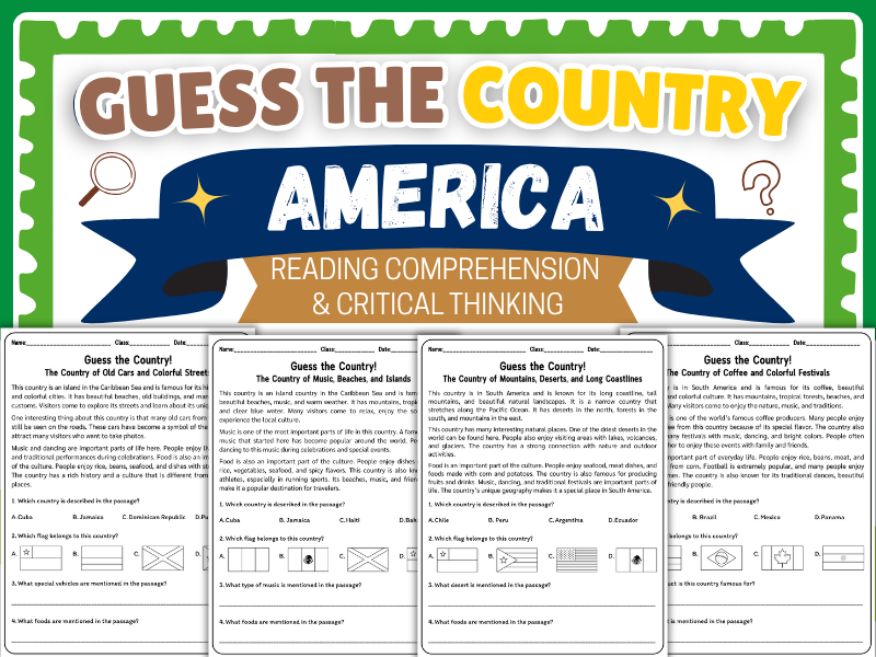 Guess the Country: North & South America Reading Comprehension Worksheets