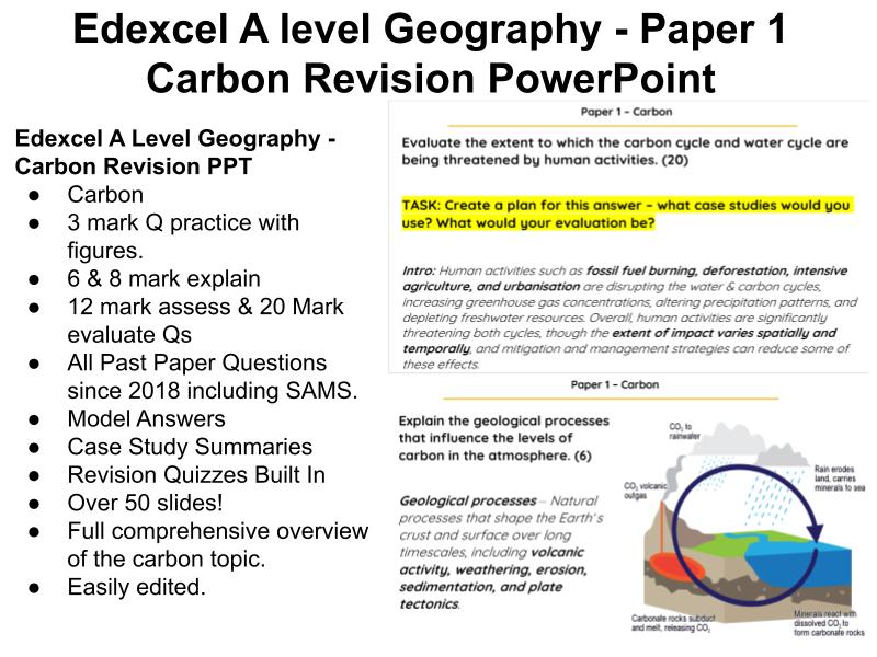 Edexcel A Level Geography Paper 1 Carbon Revision Powerpoint