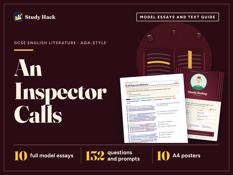 GCSE English Literature An Inspector Calls: AQA-style model essays, workbook, posters and lessons