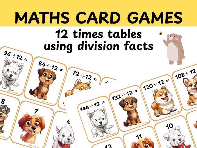 Twelve times table division card game