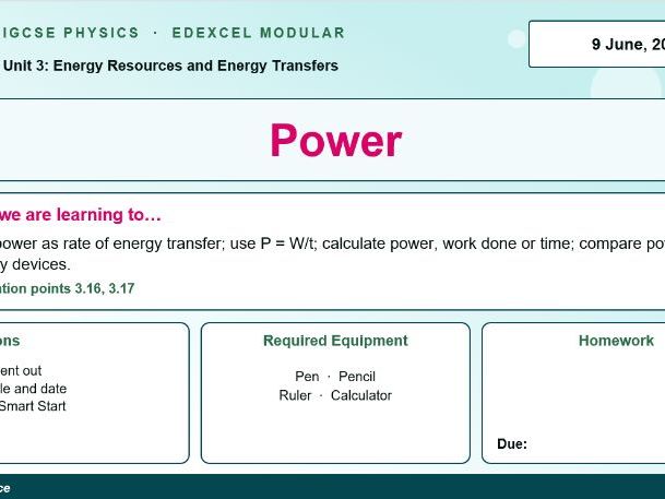 IGCSE Physics: Power | Edexcel Modular | Unit 3 | L10
