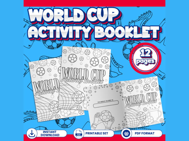 World Cup Activity Booklet Printable PDF for Kids Grades K–3 Ages 5–9 | Soccer Games, Coloring