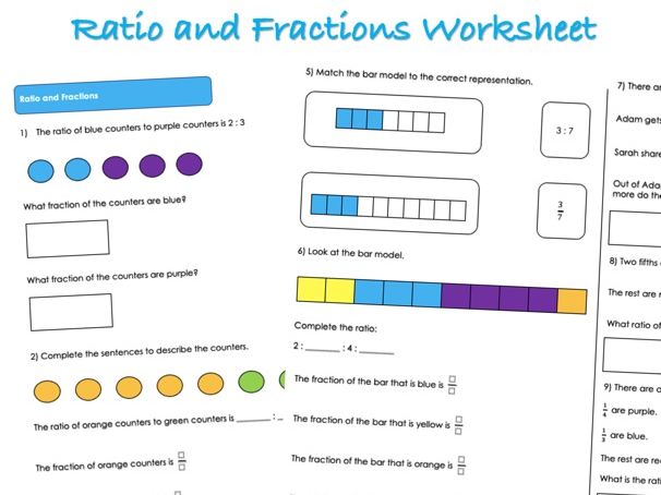 Ratio Worksheet - Ratio and Fractions