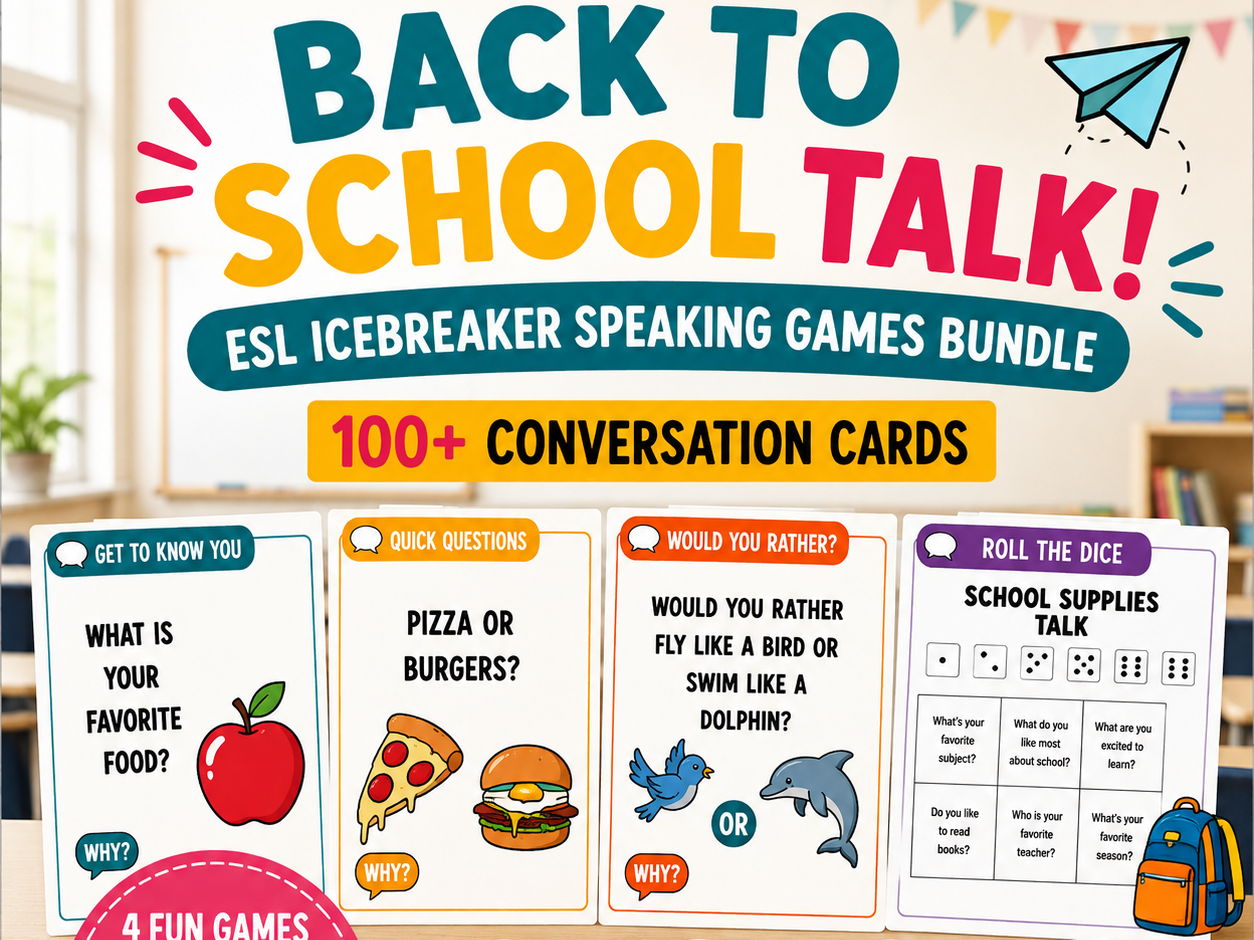 Back to School Talk! – ESL Icebreaker Speaking Games Bundle | 100+ Conversation