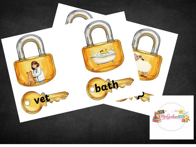 Matching Lock and Key Phonics Game  - Phase 3