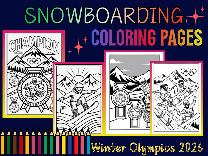 Snowboarding Coloring Pages Winter Olympics 2026 Milano Cortina Kids Printable