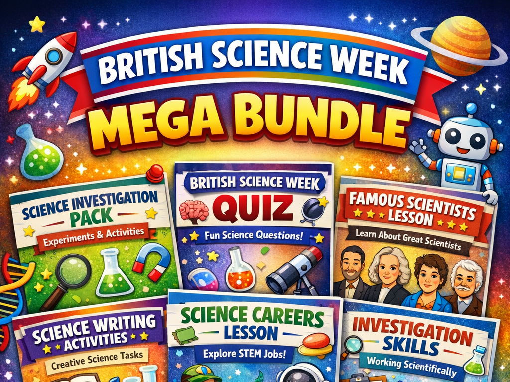British Science Week Mega Bundle – Investigations, Quiz, Writing Activities and STEM Lessons for Primary Schools (KS1 & KS2)