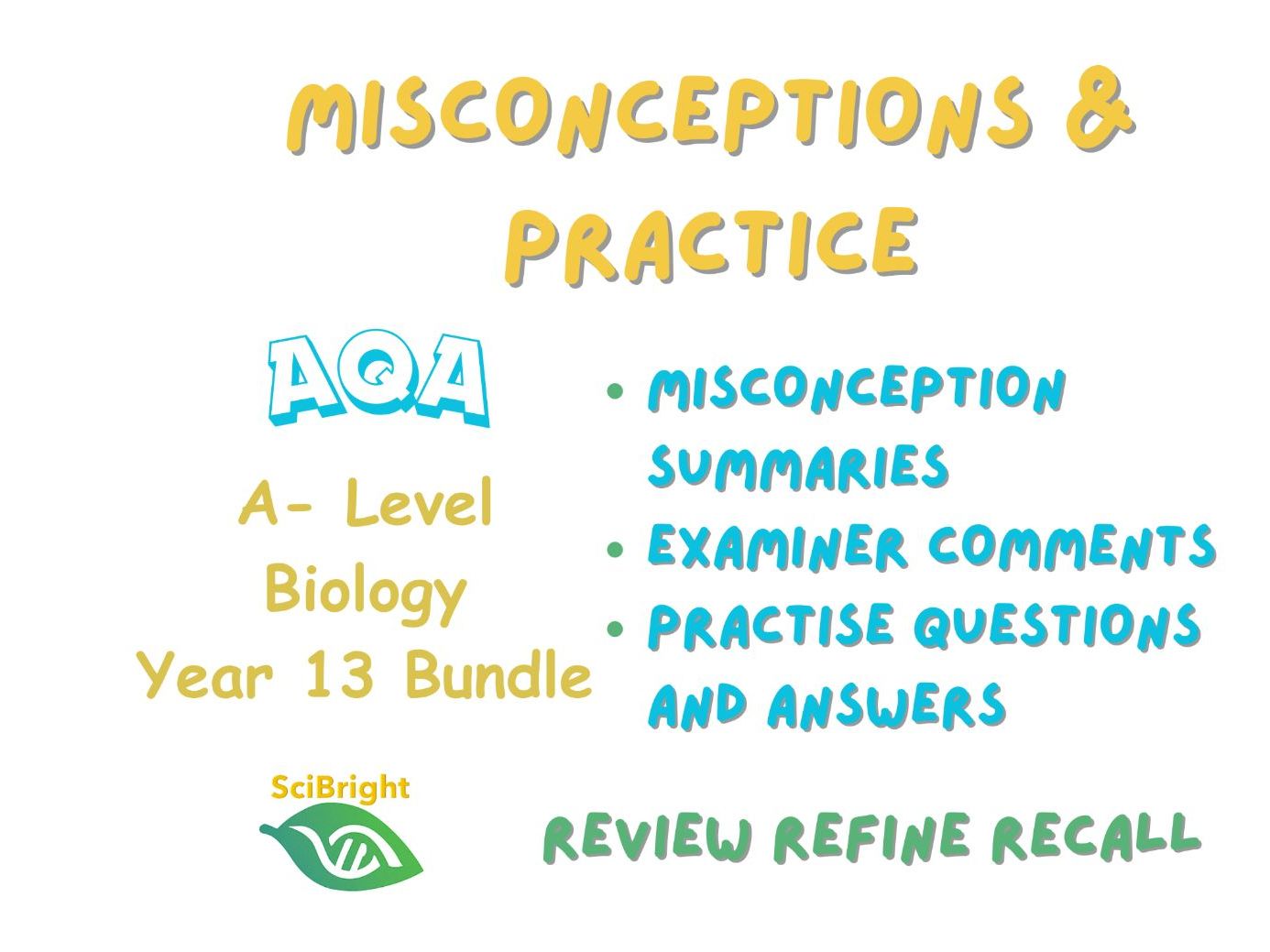 AQA A Level Biology Revision Misconceptions & Practice - Year 2 Bundle