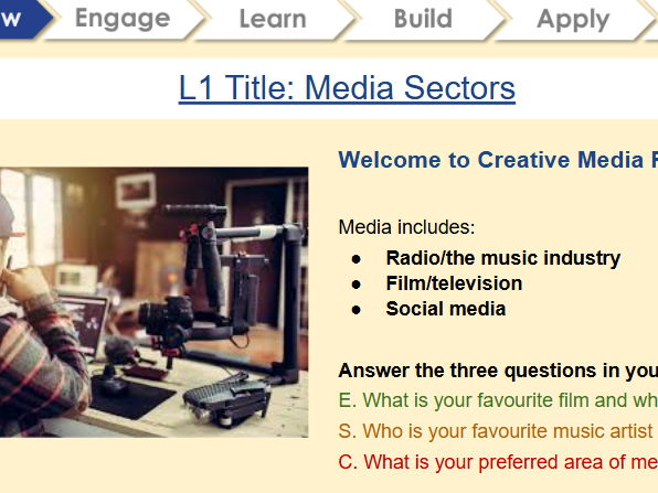 BTEC Creative Media Production Component 1 SOW