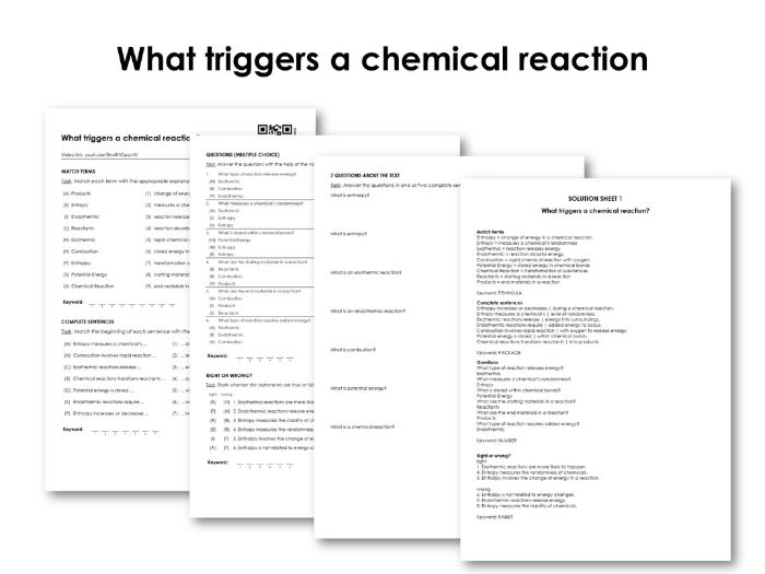 What triggers a chemical reaction Teaching Resources