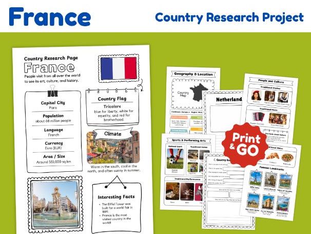France Country Study Worksheets | 14 Pages