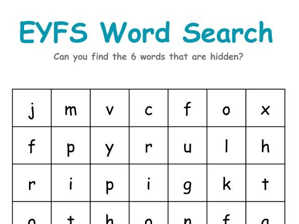EYFS Friendly Word Search