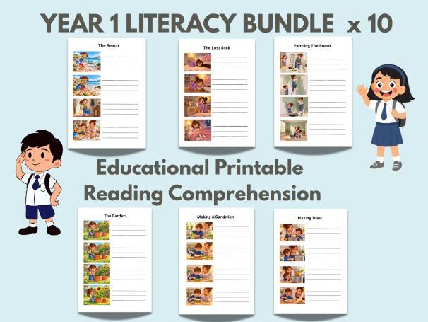 Year 1 Reading Bundle, Literacy Activities, Educational Printables, Classroom and homeschooling