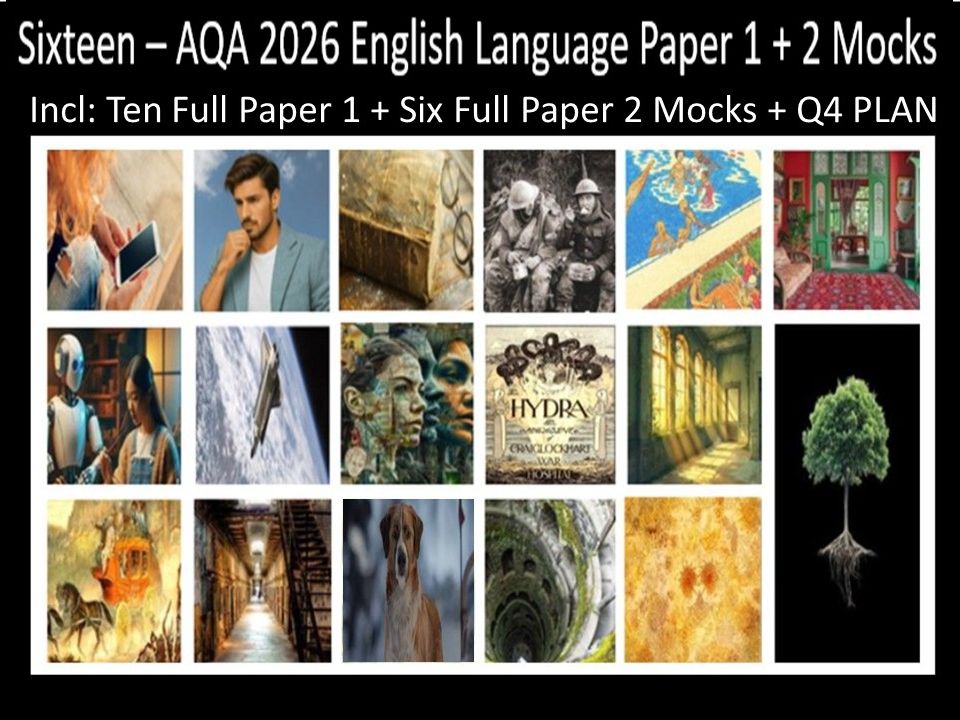 Sixteen AQA 2026 English Language Paper 1 + 2 Full Mocks | Q4 PLAN