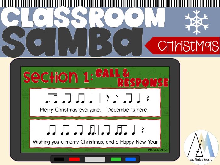 Christmas Rhythm Lesson - winter classroom samba/percussion