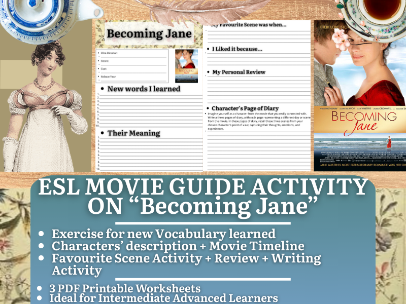 ESL Movie Guide Worksheets on "Becoming Jane"
