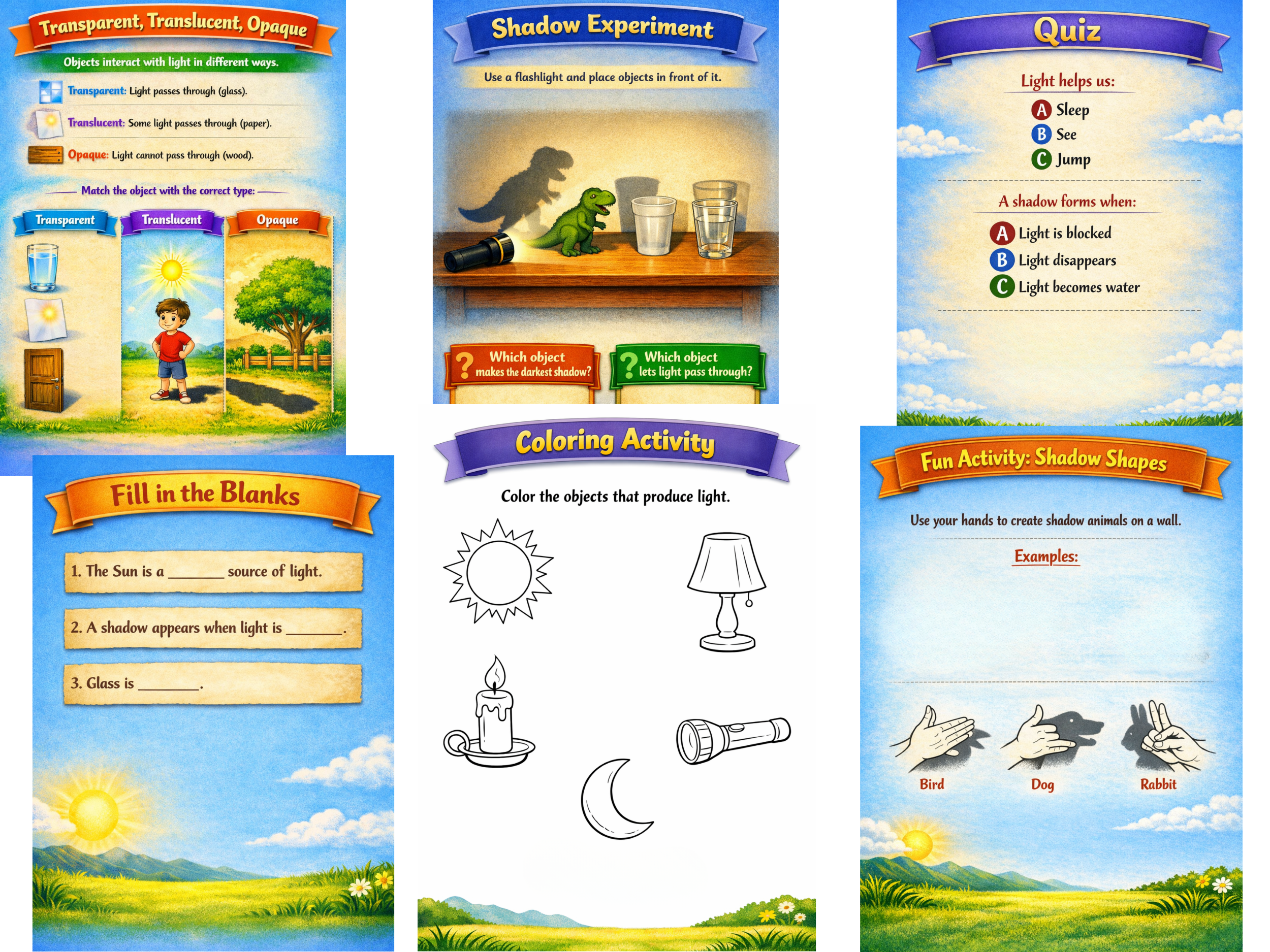 Light and Shadows Worksheets for Kids | Physics Activities | Science ...