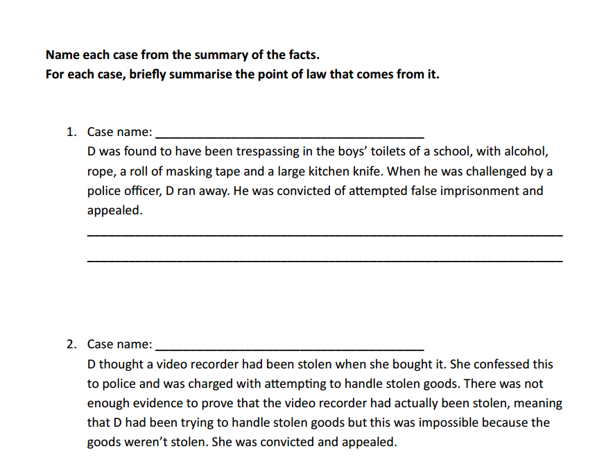 Attempt - Name the case (OCR A-level law)
