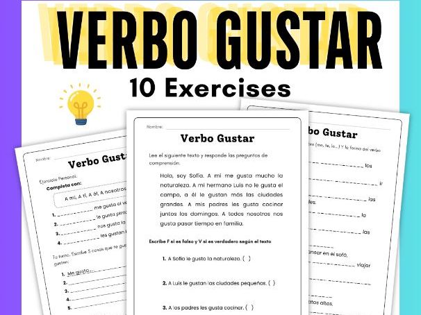 Spanish Verb Gustar Worksheets | Me Gusta No Me Gusta Activities