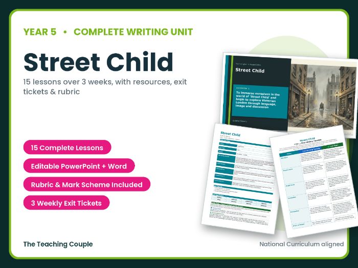 Street Child | Year 5 English Unit | 15 Complete Lessons + Resources + Mark Scheme