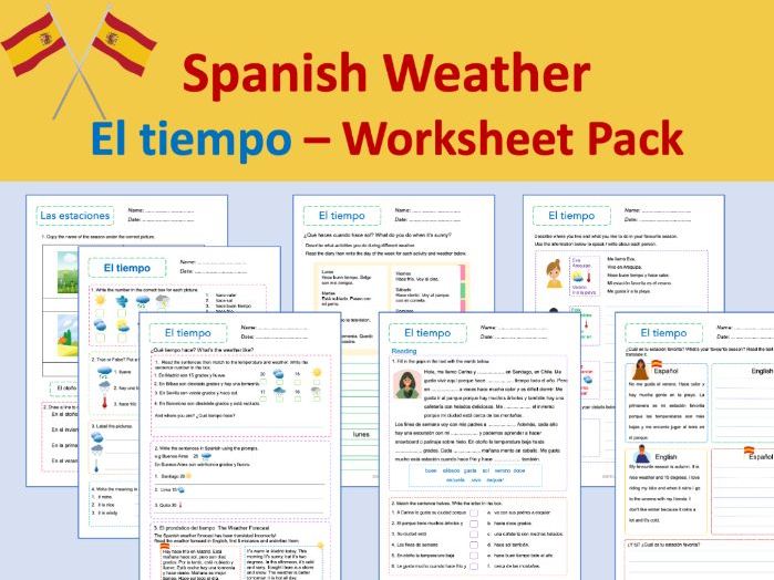 Spanish Weather El tiempo Worksheet Pack