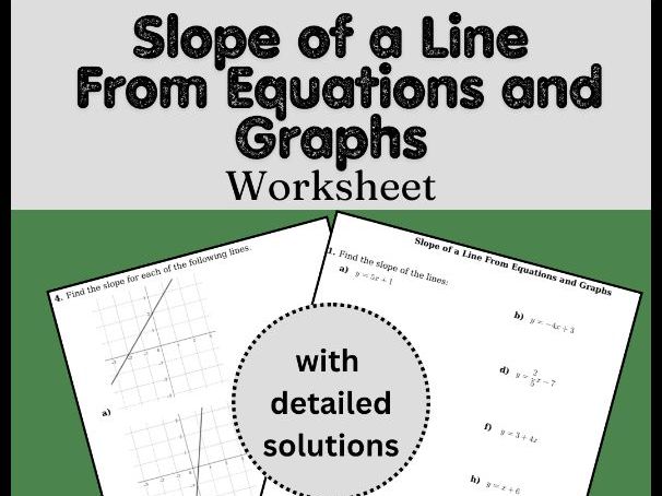 Slope of a Line From Equations and Graphs Worksheet (with solutions)