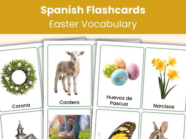 Spanish Easter Flashcards | Real Photo Vocabulary Cards | Spring Words | Printable Resource