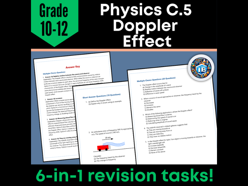 IB DP Physics: C.5 Doppler Effect – Quiz & Revision Worksheets (2026)