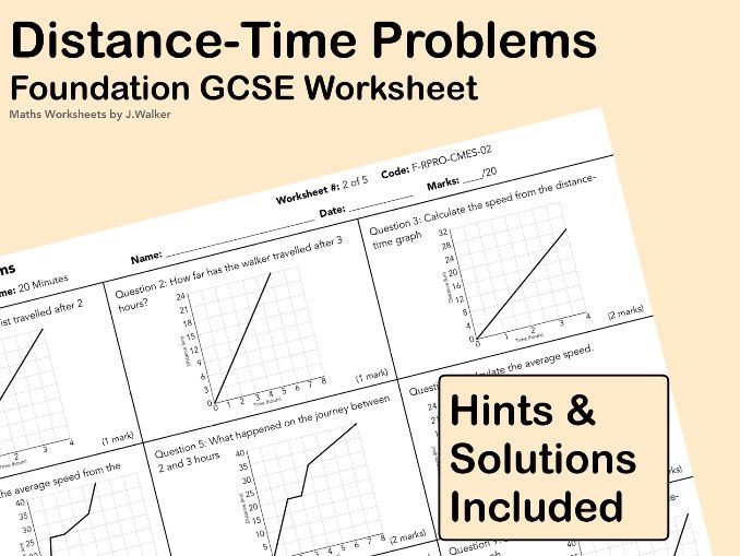 GCSE Maths Worksheet: Distance-Time Problems - Foundation Tier