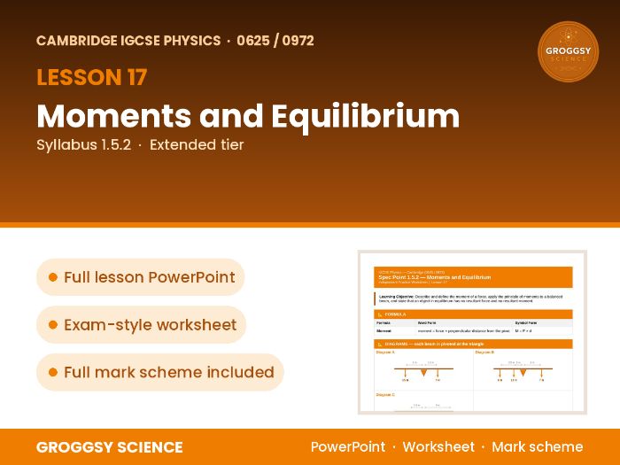 Cambridge IGCSE Physics 0625: Moments and Equilibrium | Unit 1 | L17 | FREE
