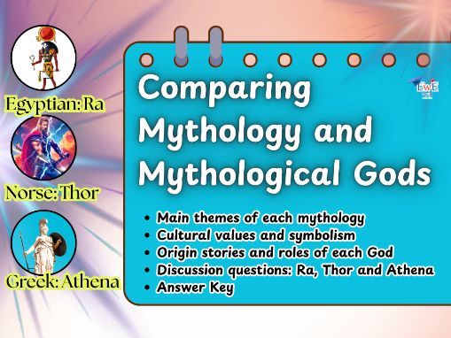 Comparing Mythology : Greek, Norse & Egyptian Gods (Ra, Thor, Athena) + Worksheets & Answers KS2/KS3