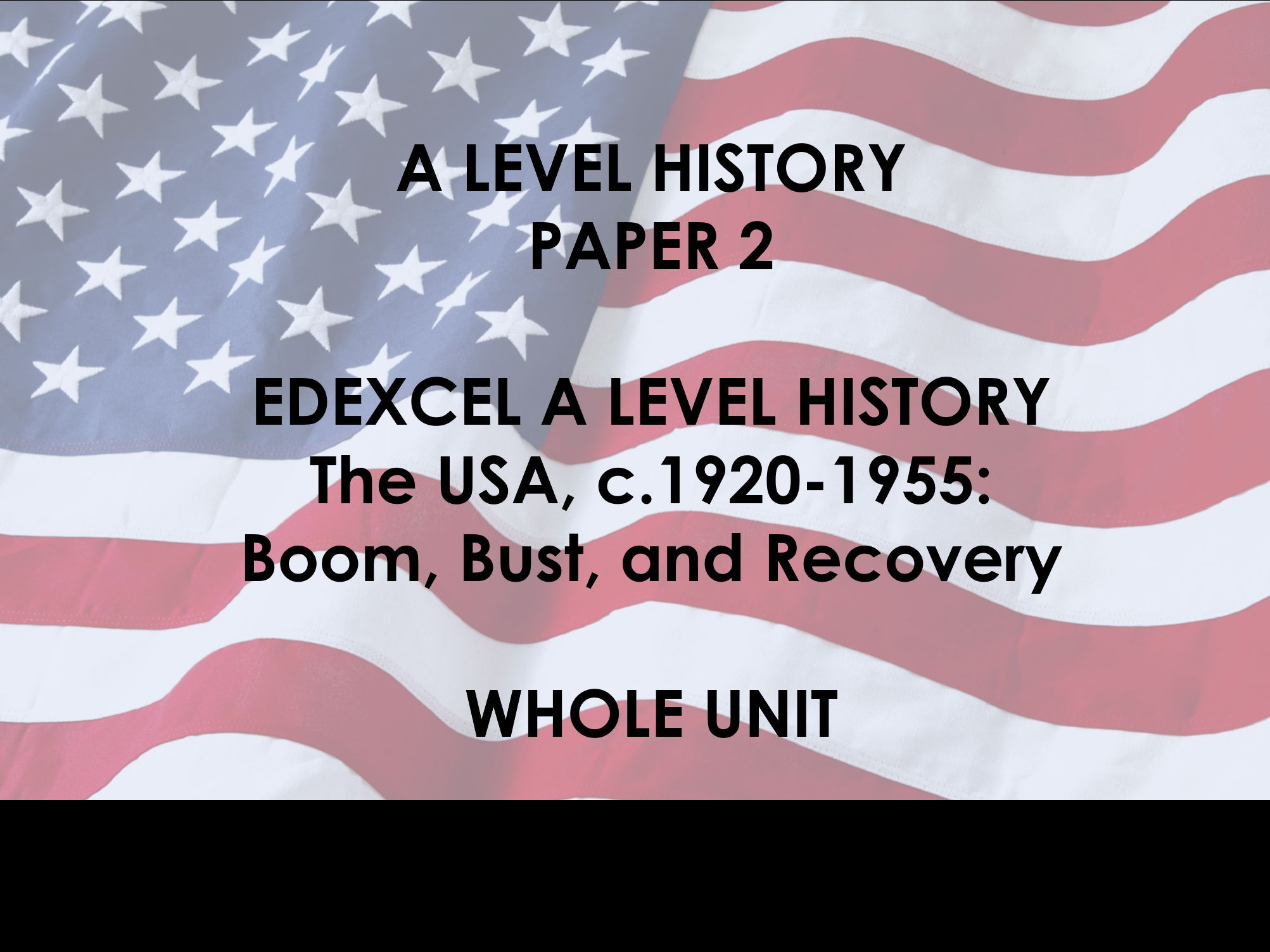 EDEXCEL A LEVEL HISTORY BOOM, BUST AND RECOVERY IN THE USA WHOLE COURSE