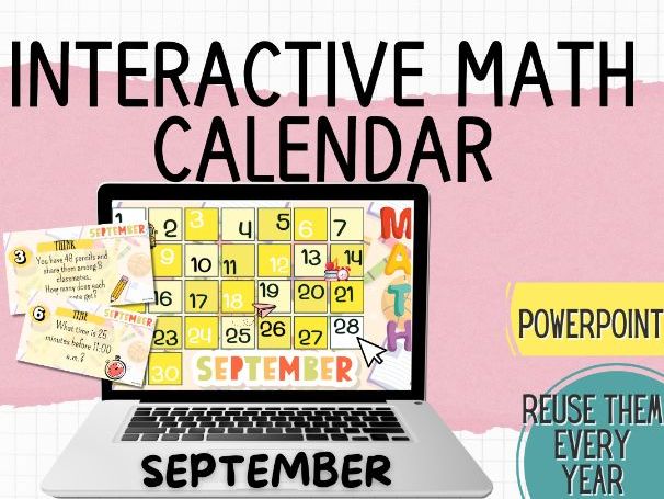 September Interactive Maths Calendar| Daily Maths Challenges | PowerPoint (KS2)