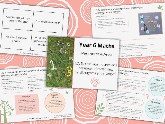 UKS2 Year 6 Outdoor Perimeter & Area Maths Lesson - rectangles, parallelograms and triangles