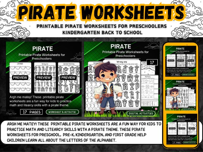 Printable Pirate Worksheets for Preschoolers activities back to school