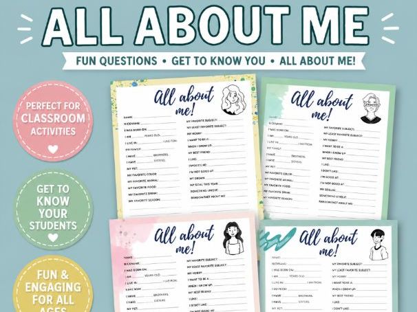 All About Me Back to School Printable, Printable, First Day of School Interview.