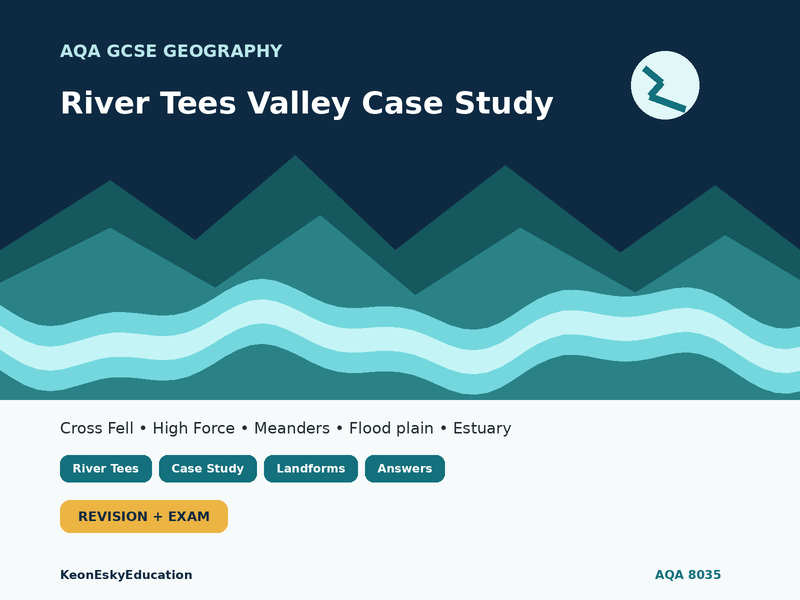 AQA GCSE Geography River Landscapes River Tees  UK  Case Study | Revision & Exam Practice