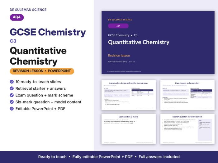AQA GCSE Chemistry C3 Quantitative Chemistry Revision Lesson PPT
