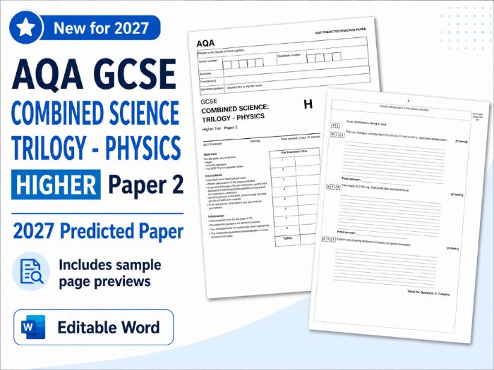 AQA GCSE Physics Paper 2 Predicted Paper 2027 + Mark Scheme Higher