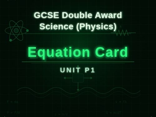 CCEA DAS: Physics P1 Equation card