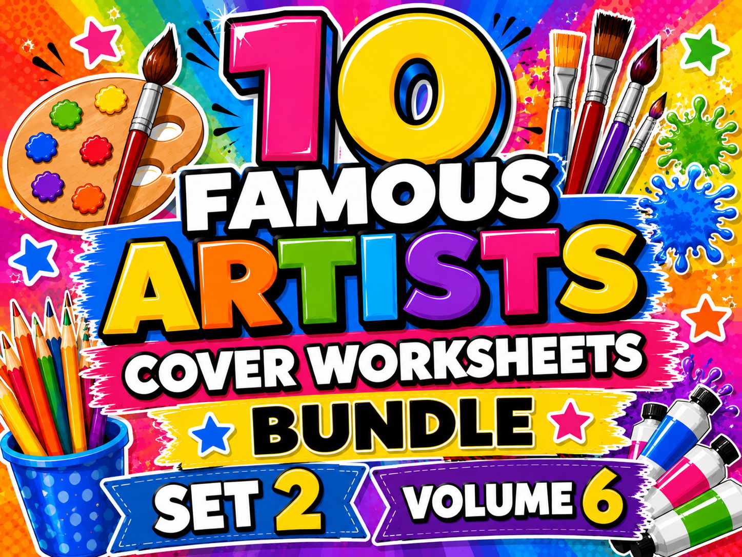 10 Famous Artists Cover Worksheets Bundle Set 2 Volume 6 | KS3 Art Cover Lessons & Homework