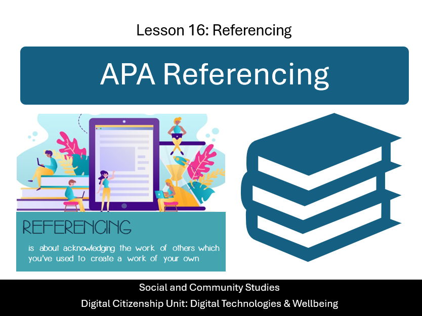 Social and Community Studies: Digital Citizenship – How to acknowledge your research (APA)