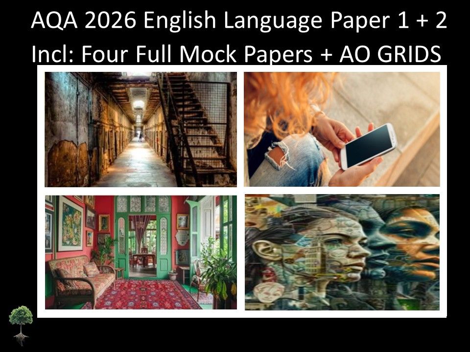 Four AQA 2026 English Language Paper 1 + 2 Mocks | AO GRIDS